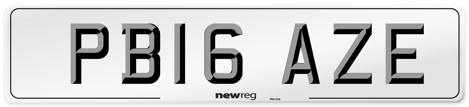 PB16 AZE Number Plate from New Reg